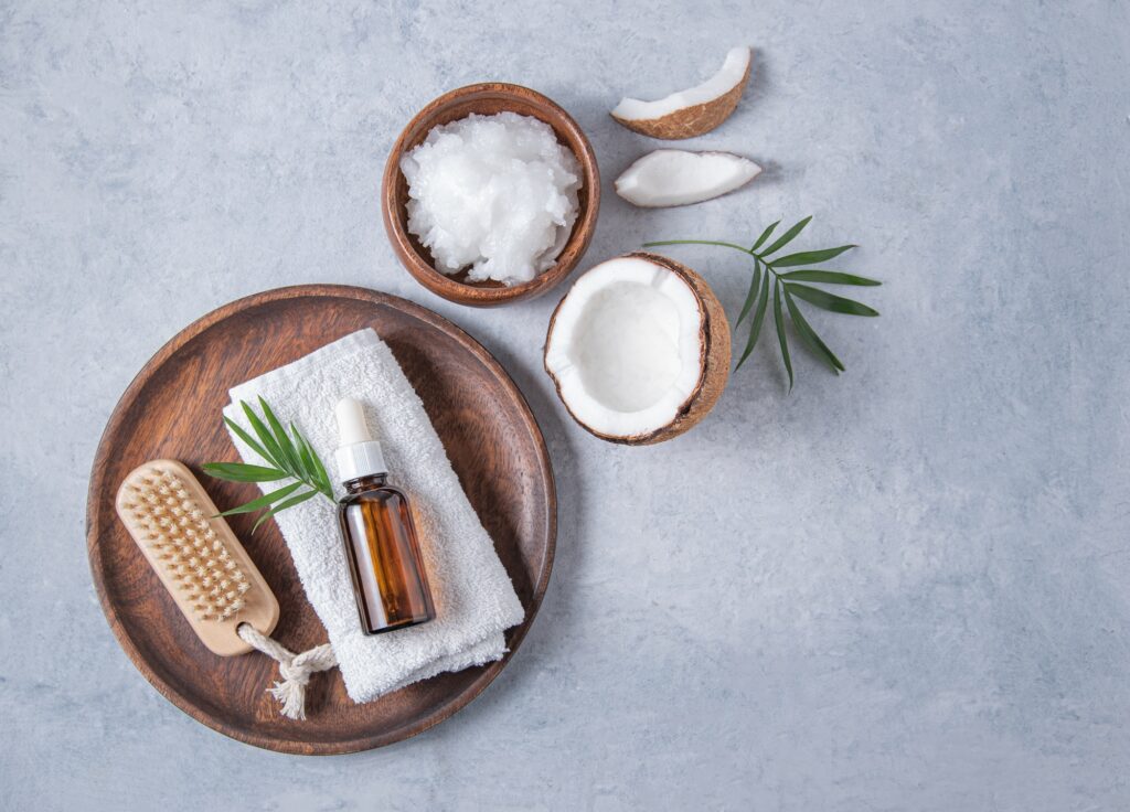 concept de spa bio à plat.
